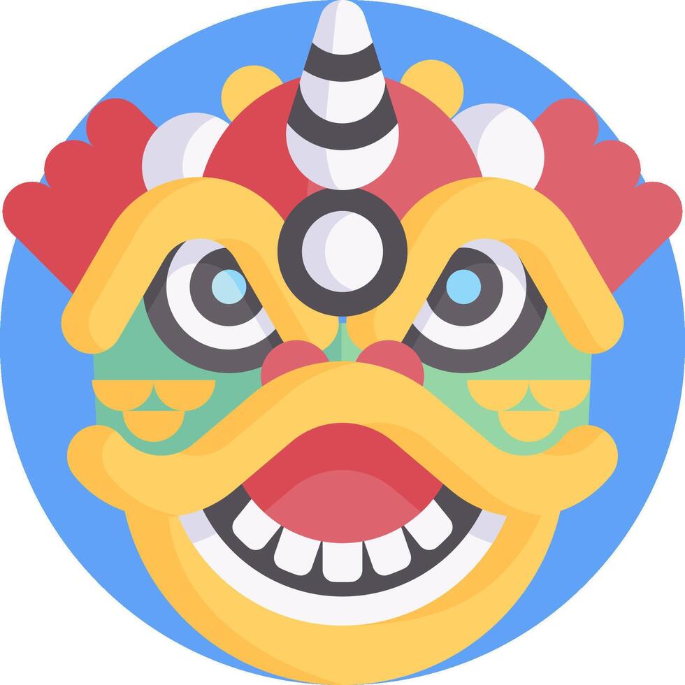 A cartoon chinese lion head with a smile vector
