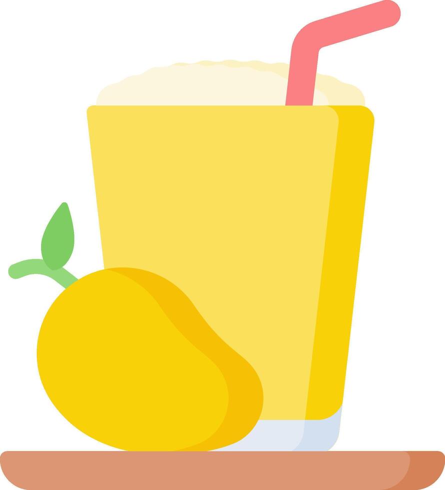 Mango juice with a straw and a slice of lemon vector