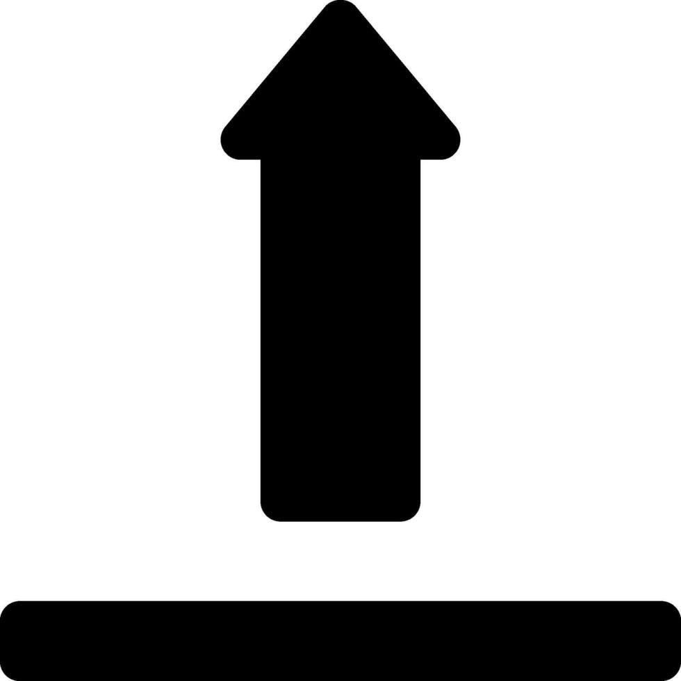A black and white icon of an arrow pointing up vector