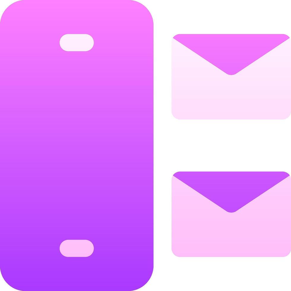 A purple phone with an envelope and a purple envelope vector