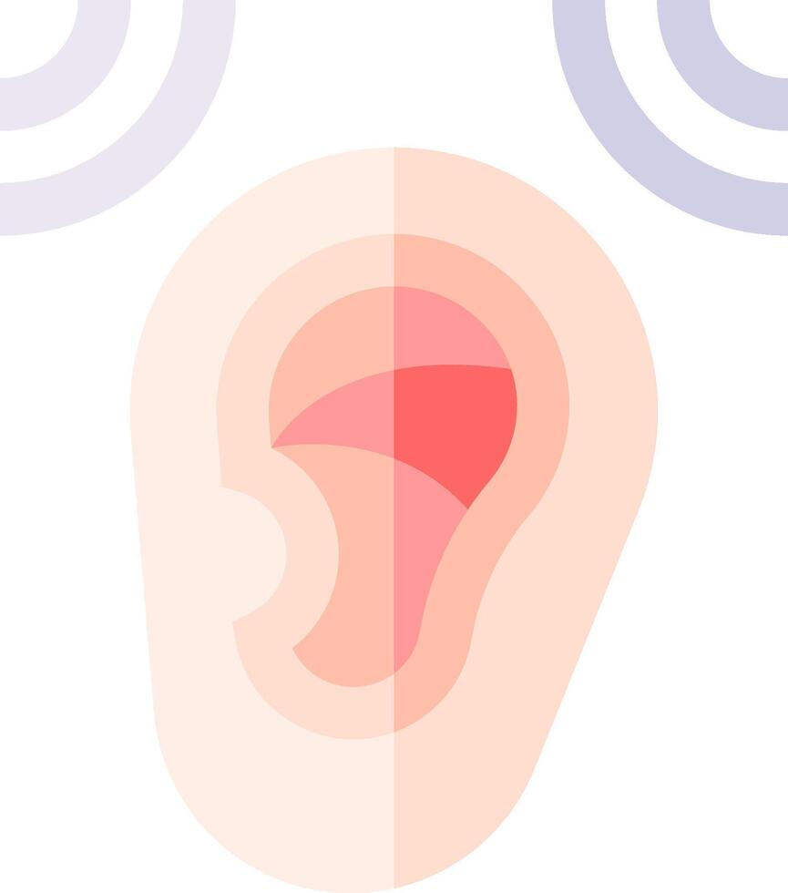 An ear with a red circle around it vector