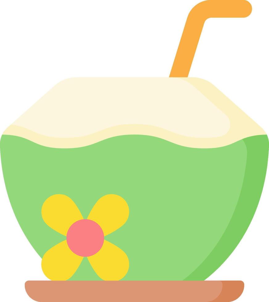 Coconut drink with straw and flower vector