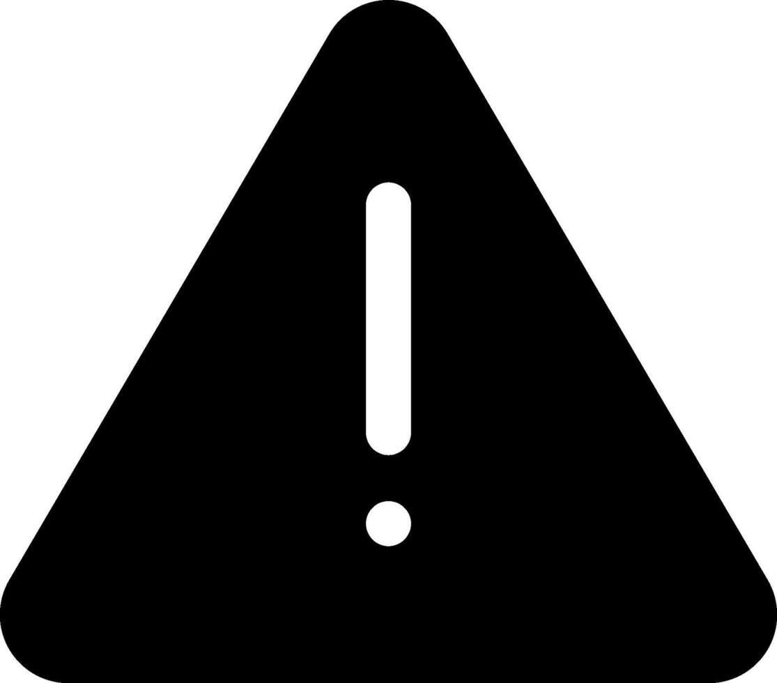 A black and white warning triangle with an exclamation mark vector