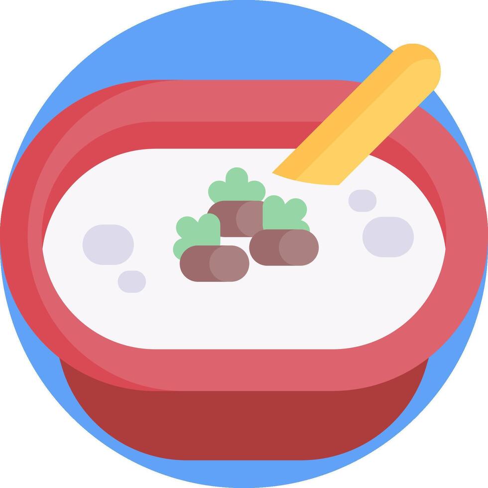 A bowl of rice with a spoon and some mushrooms vector