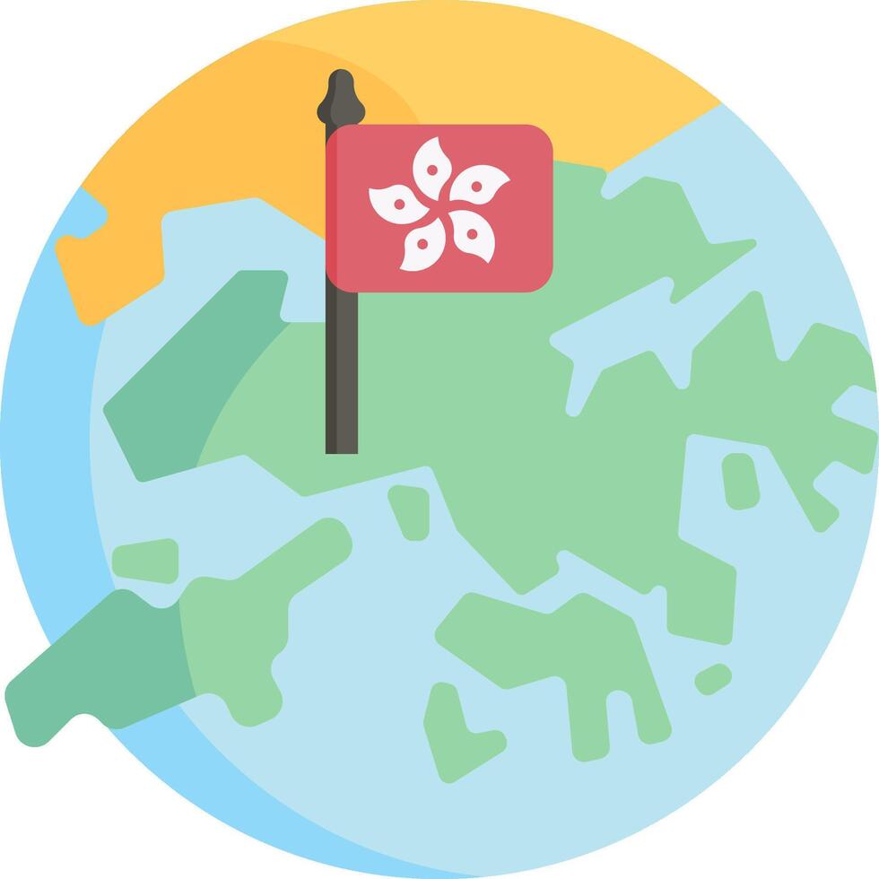 Hong kong flag on the globe vector