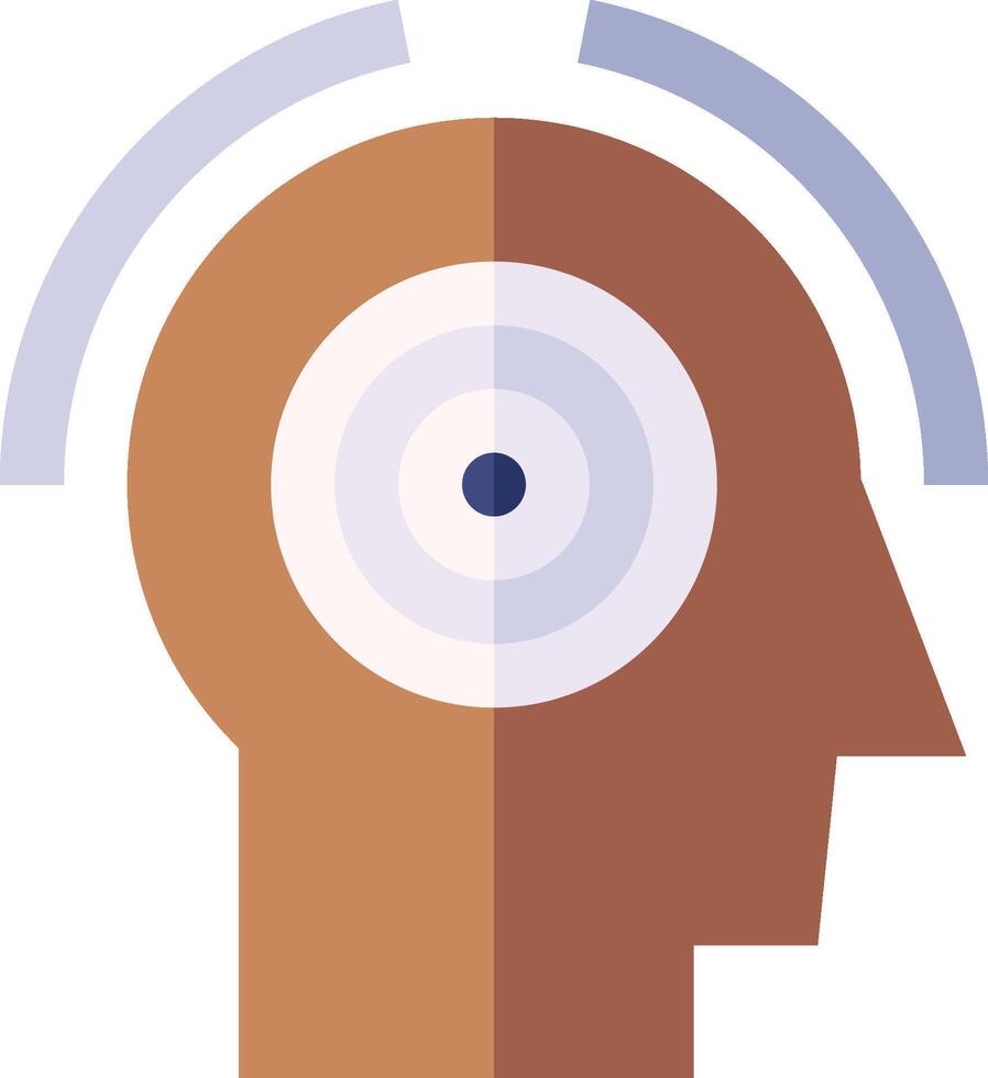 A person's head with a circular object in the middle vector