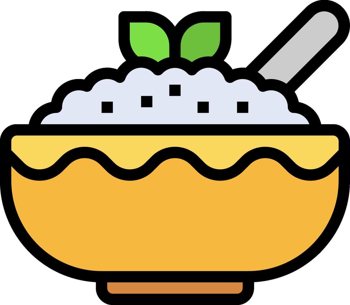 Rice bowl icon with spoon and spoon vector