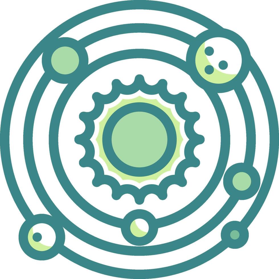 A green and white circular logo with gears and circles vector