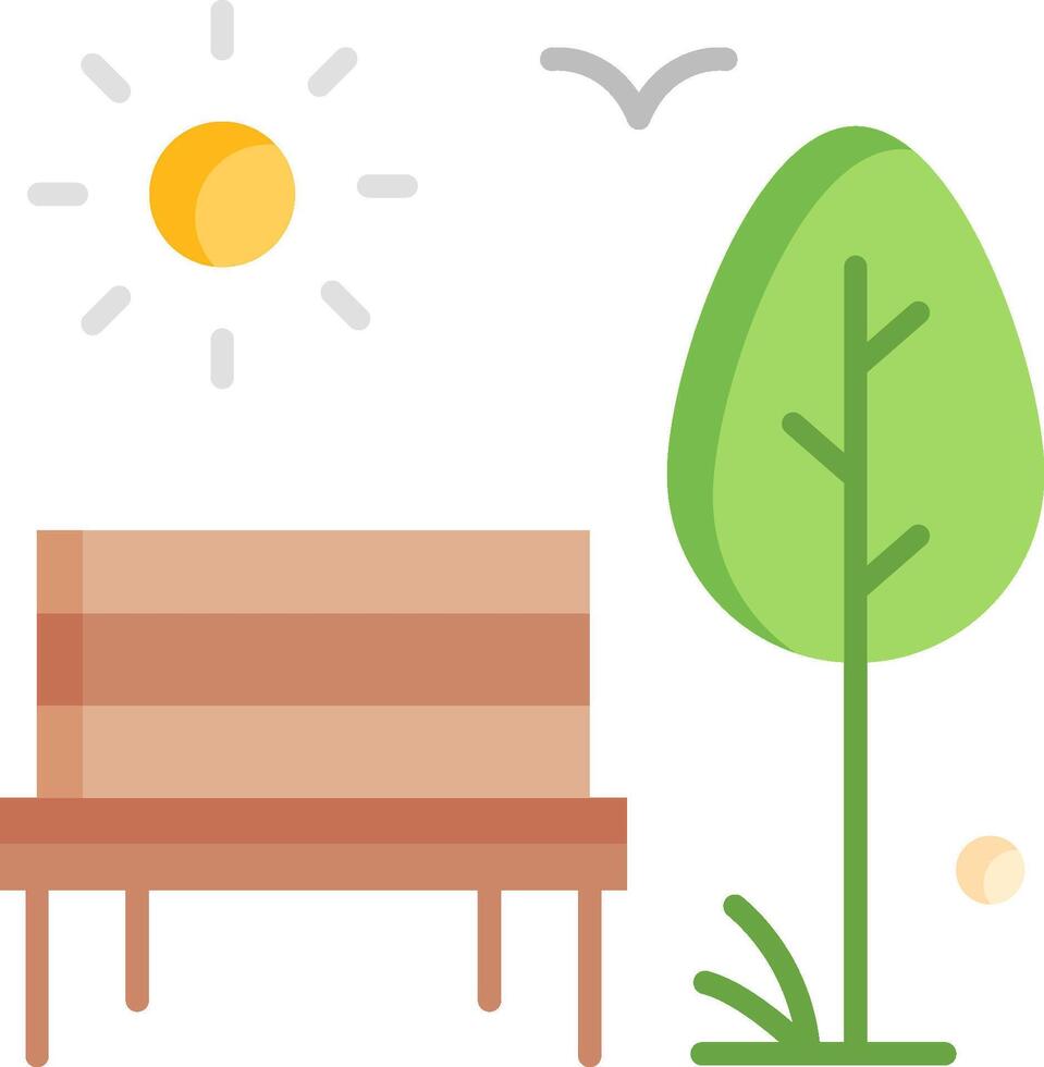 A bench and a tree next to a bird vector