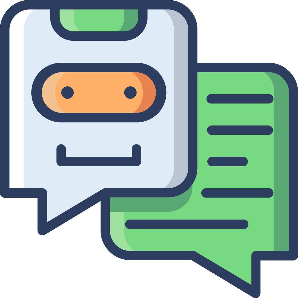 A robot with a speech bubble and a note vector