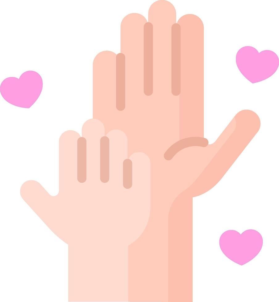 Two hands with hearts in the middle of them vector