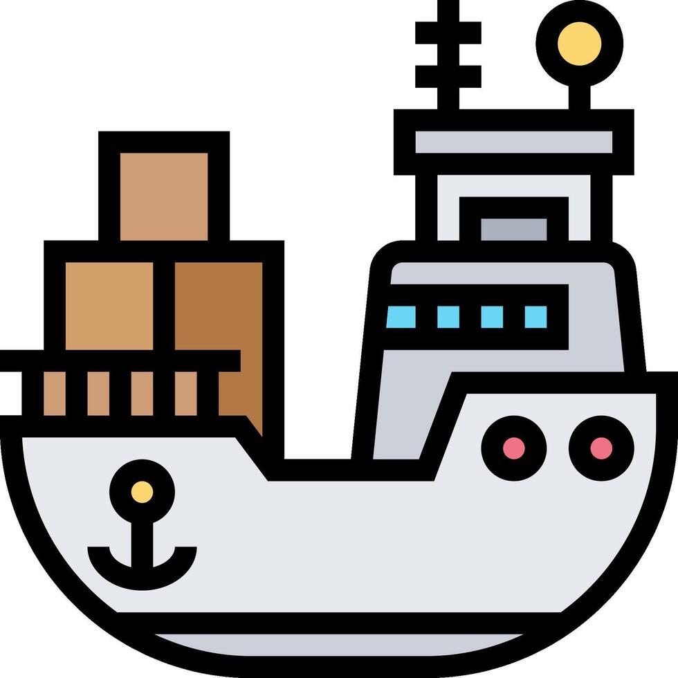 A cargo ship with a cargo container on top vector