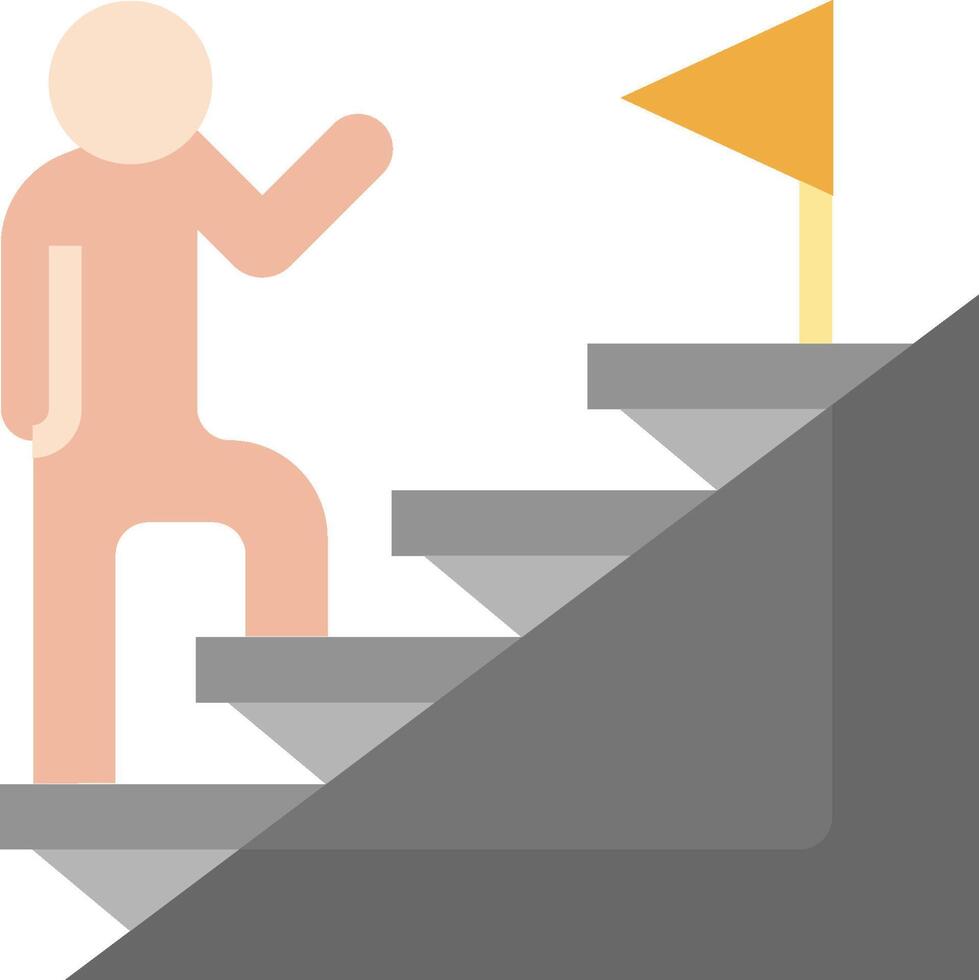 A man is climbing up the stairs to reach the top vector
