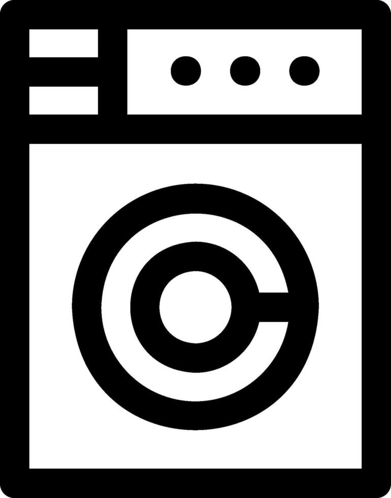 A black and white icon of a washing machine vector