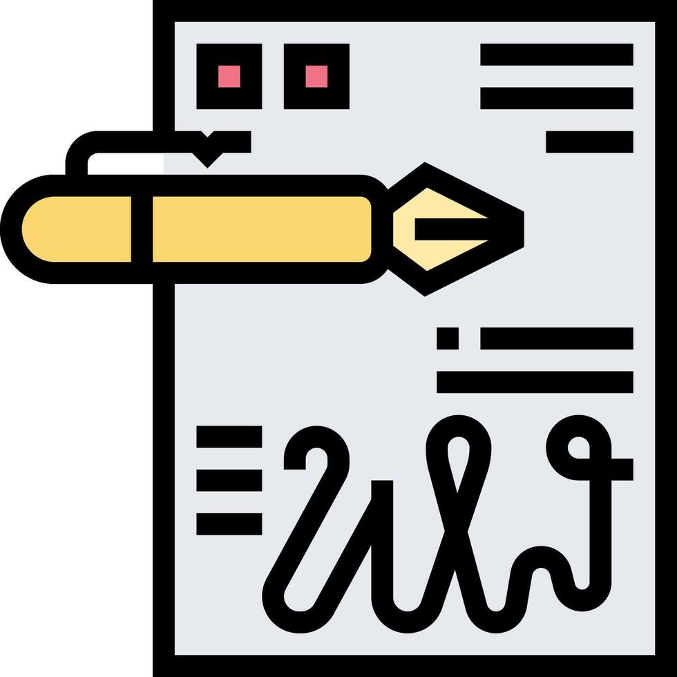 A pen is writing the word cus on a document vector