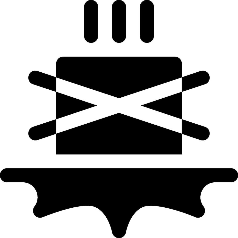 A black and white icon of a cake with a flag vector