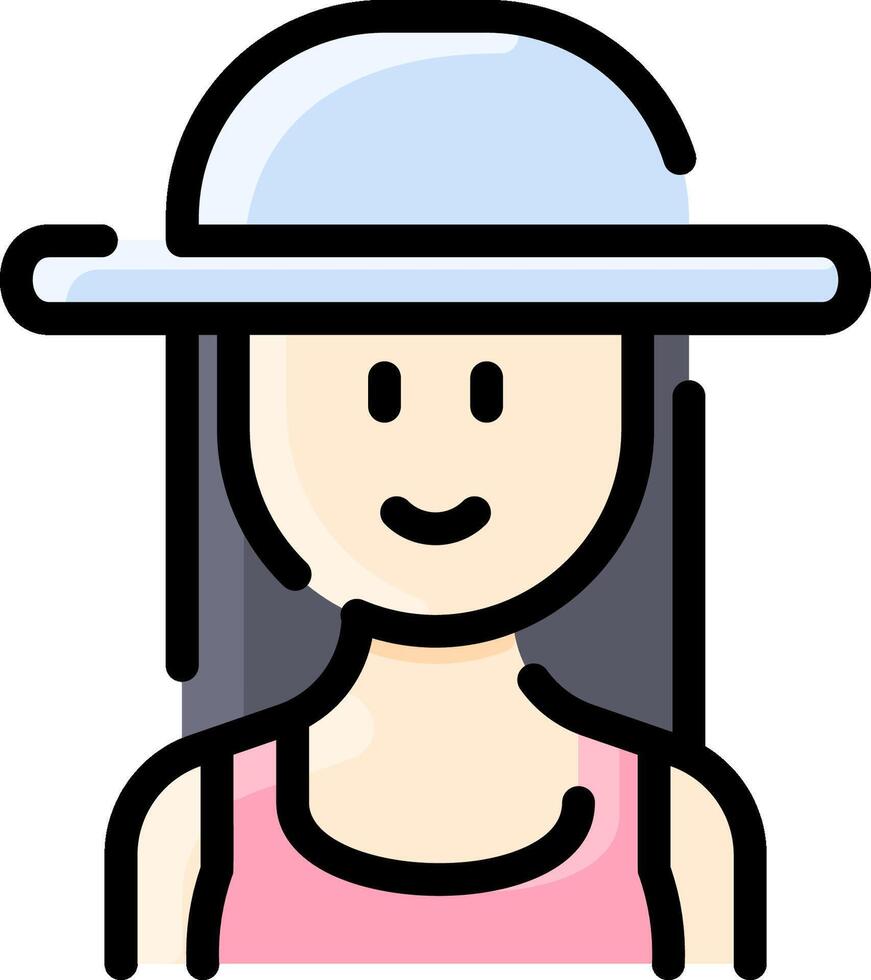 A woman wearing a hat icon vector