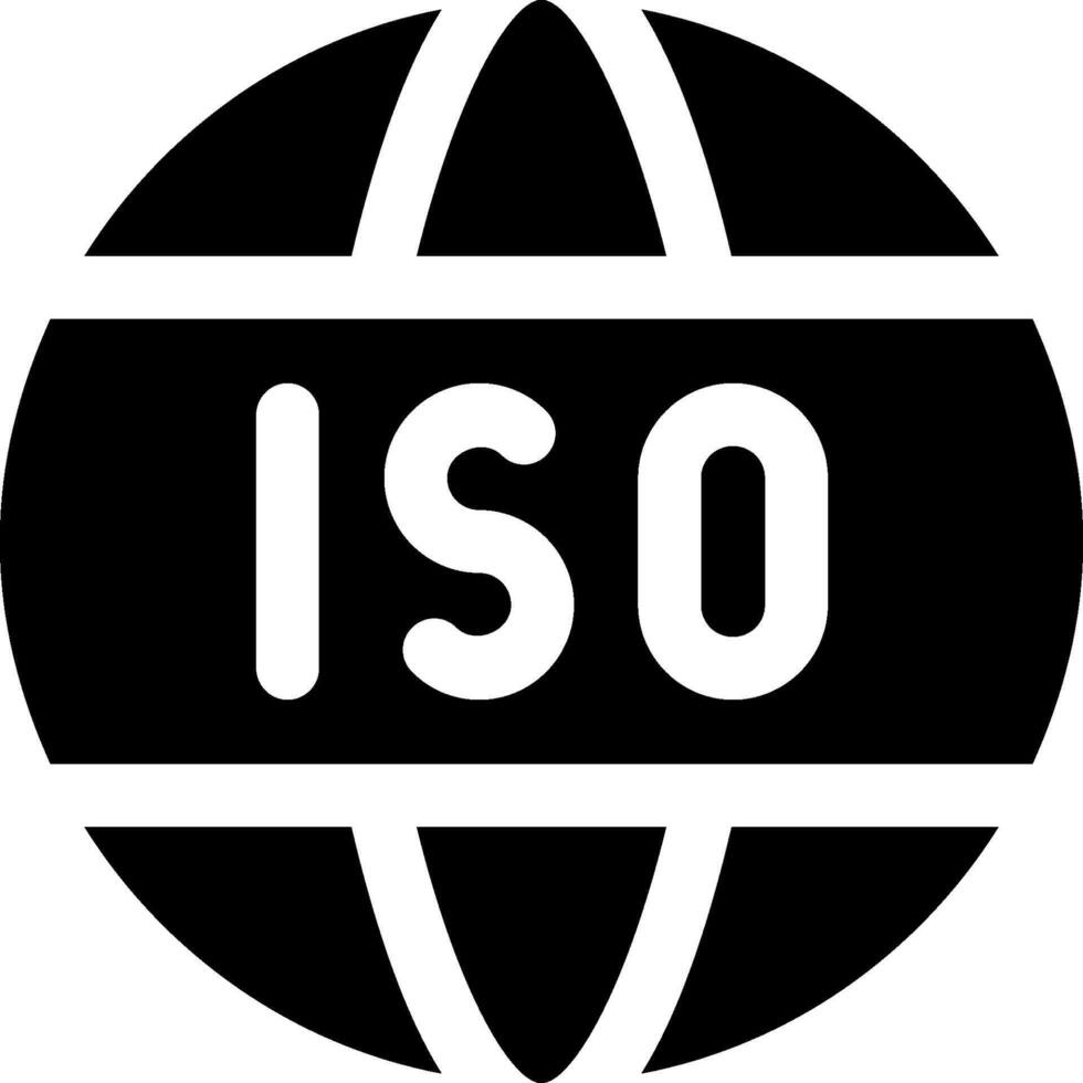 The logo for iso is shown in black and white vector