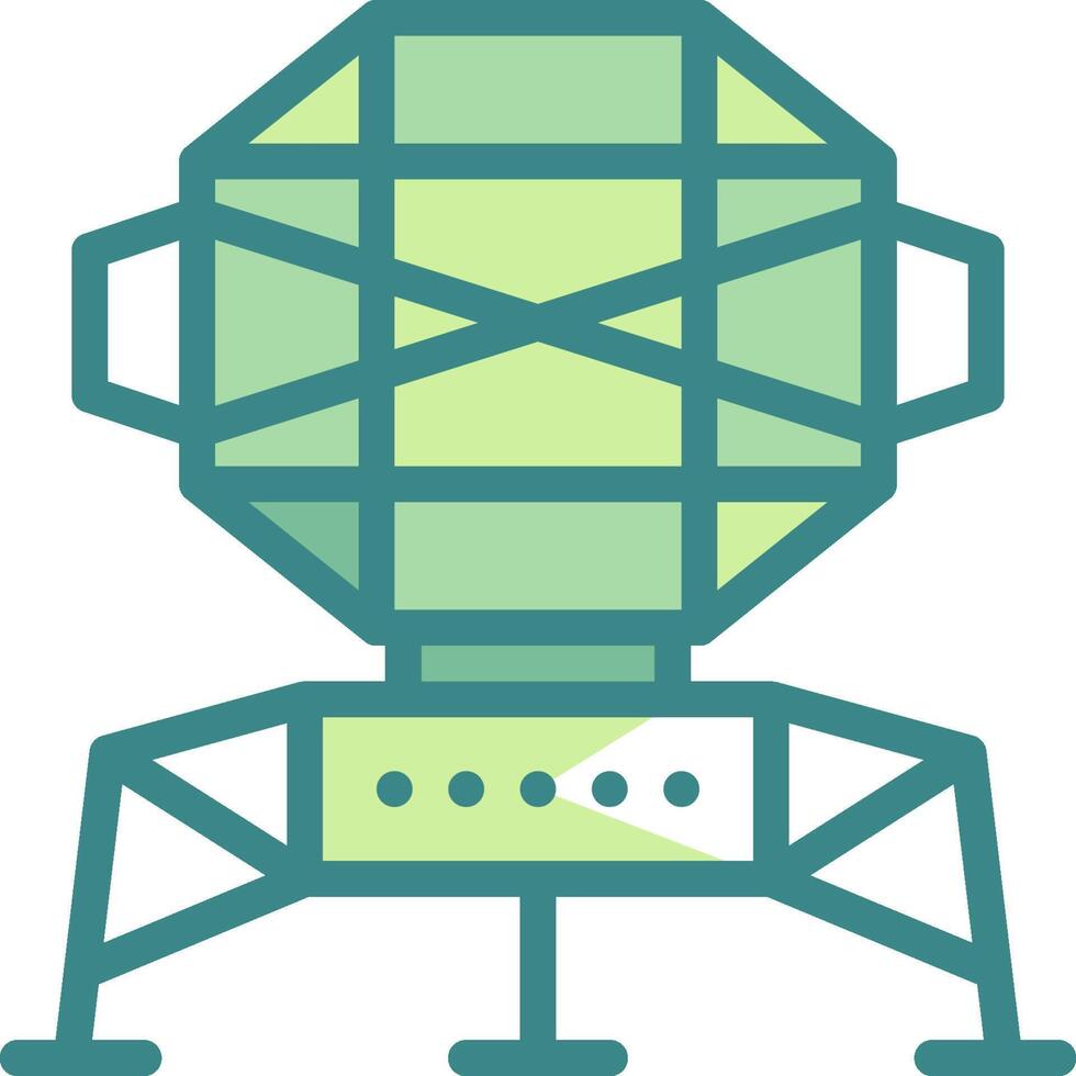 A green and white illustration of a space ship vector