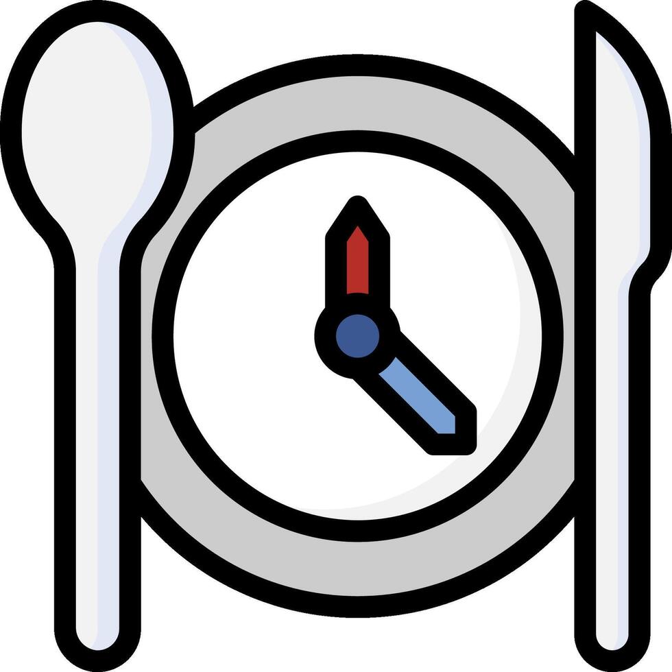 A plate with a clock and fork and knife vector