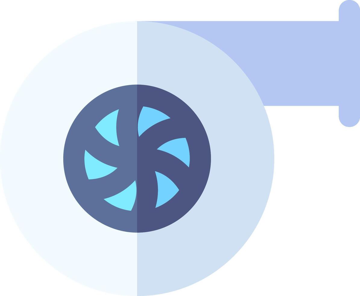 A blue and white icon of a fan vector