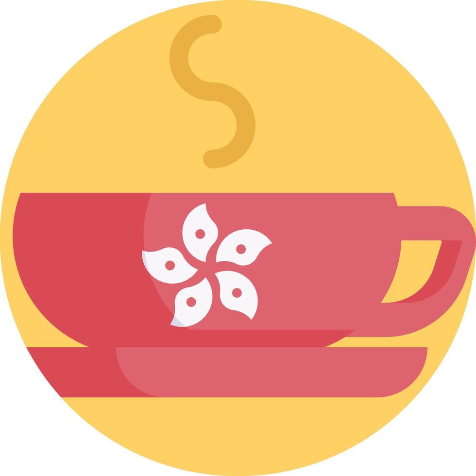 A cup of coffee with a flower on it vector