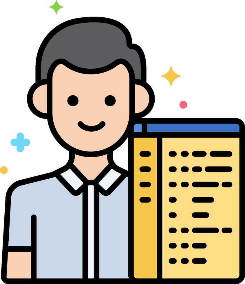 Man holding a folder icon vector