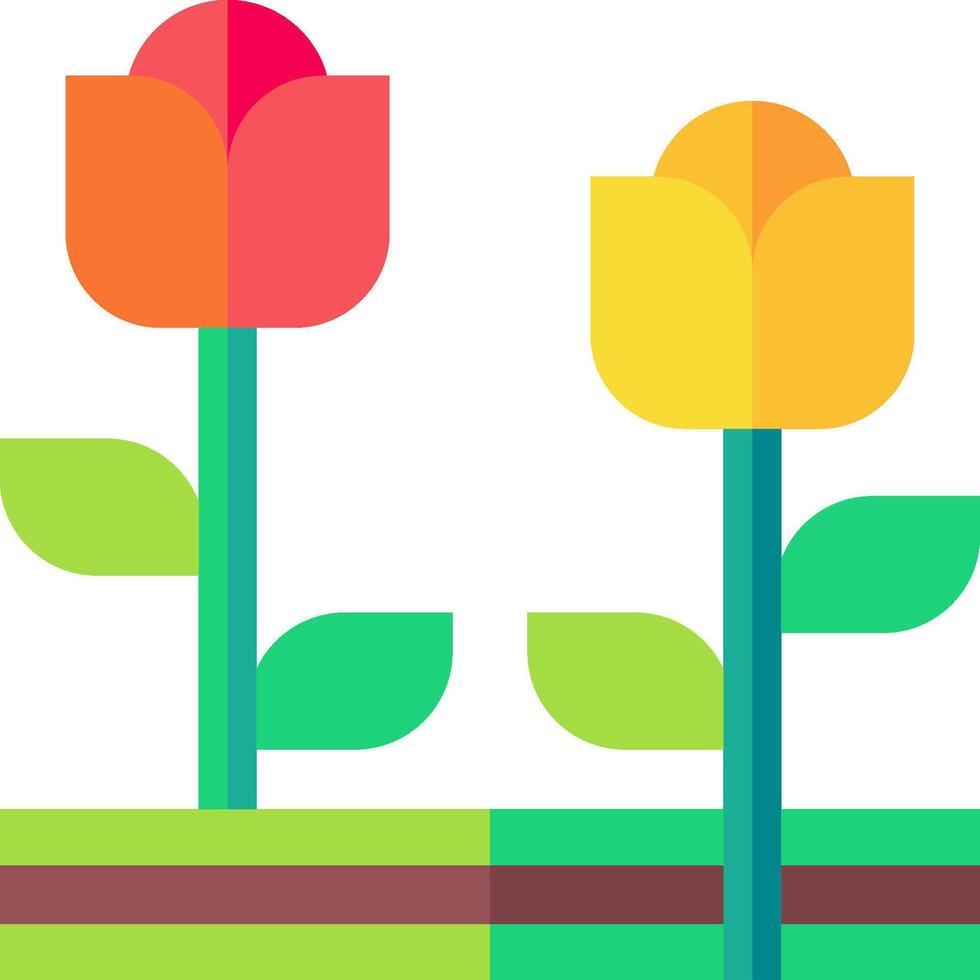 Two colorful flowers are in the ground vector