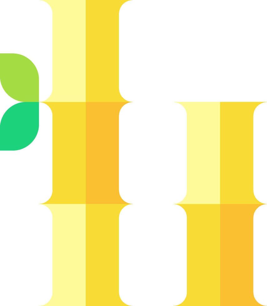 A yellow and green logo with a leaf on it vector