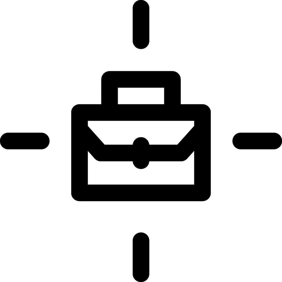 A black and white icon of a briefcase vector