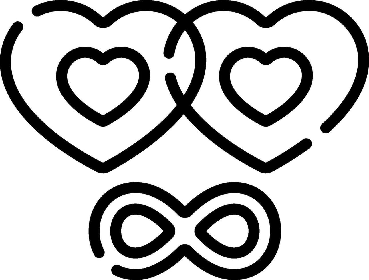 Two hearts with an infinity symbol in the middle vector