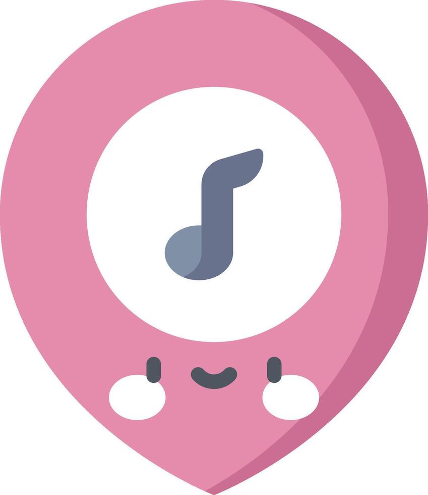 A pink music note with a smiley face vector