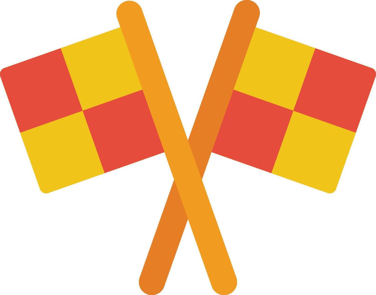 Two crossed flags with red and yellow squares vector
