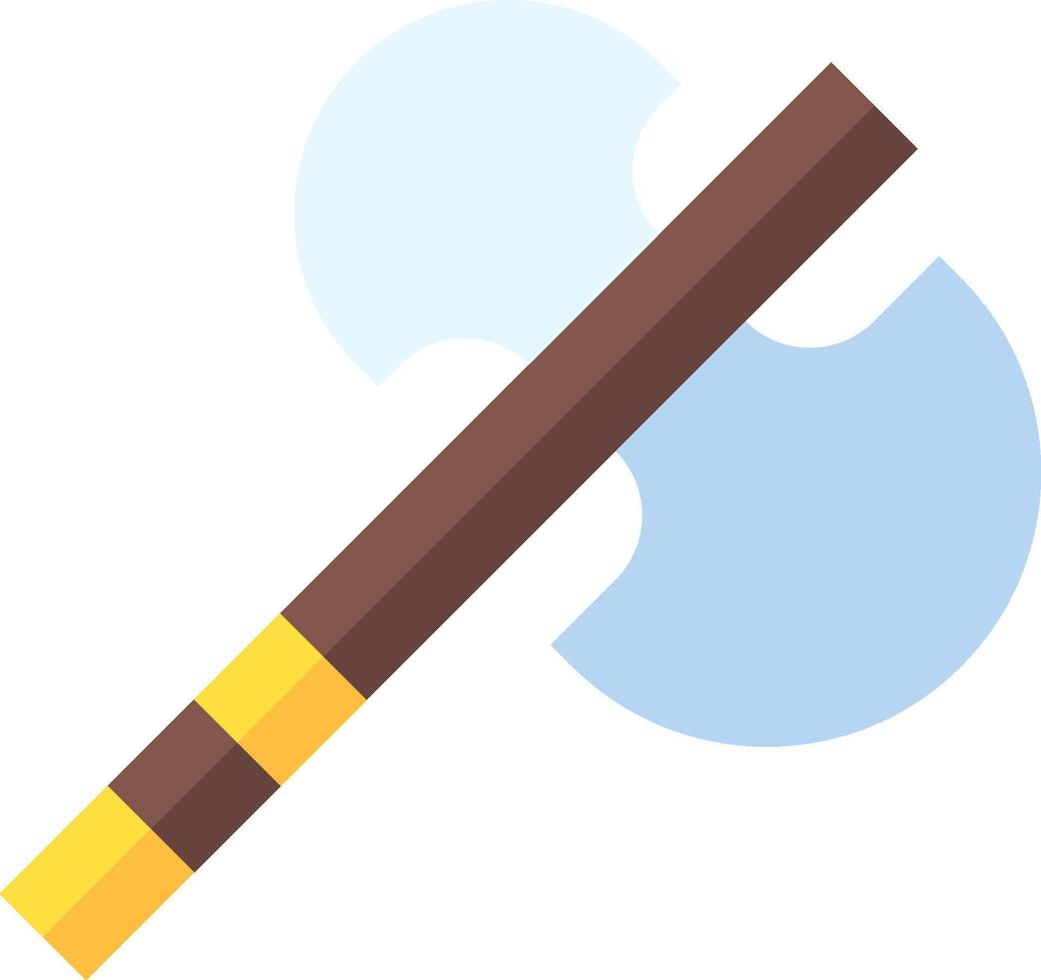 An axe with a yellow handle and a blue background vector