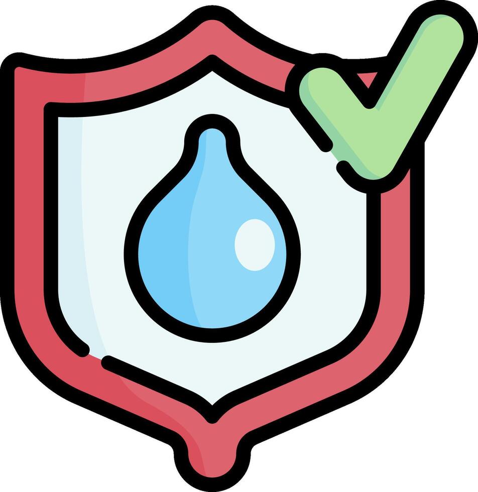 A shield with a water drop and tick vector
