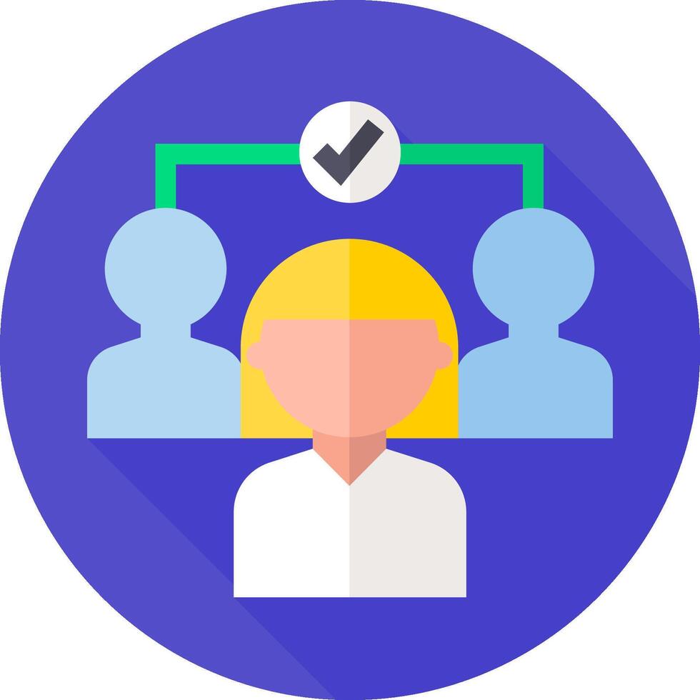 A flat icon with a person and a check mark vector