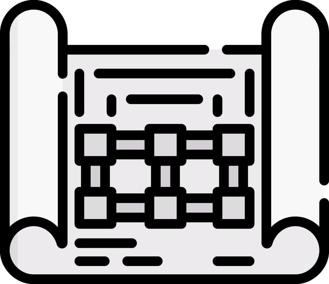 A black and white illustration of a scroll vector