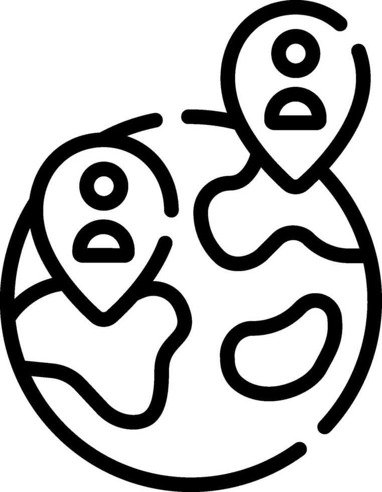 A globe with two people on it and a pin vector