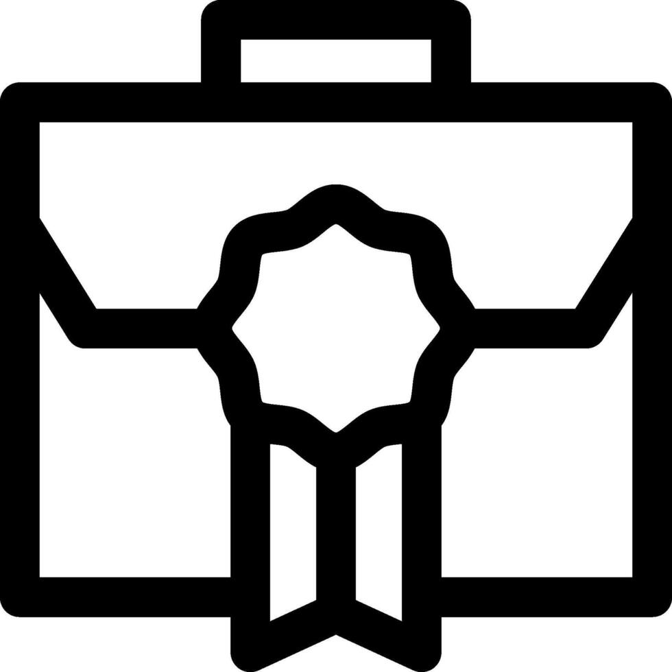 A black and white image of a briefcase with a ribbon vector