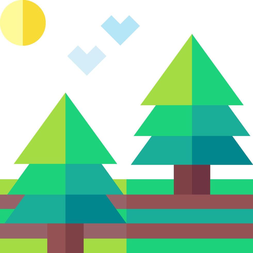 A flat design of trees and grass vector