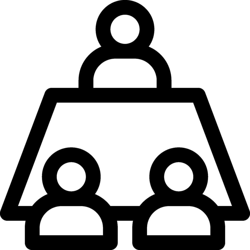 A black and white icon of people sitting at a table vector