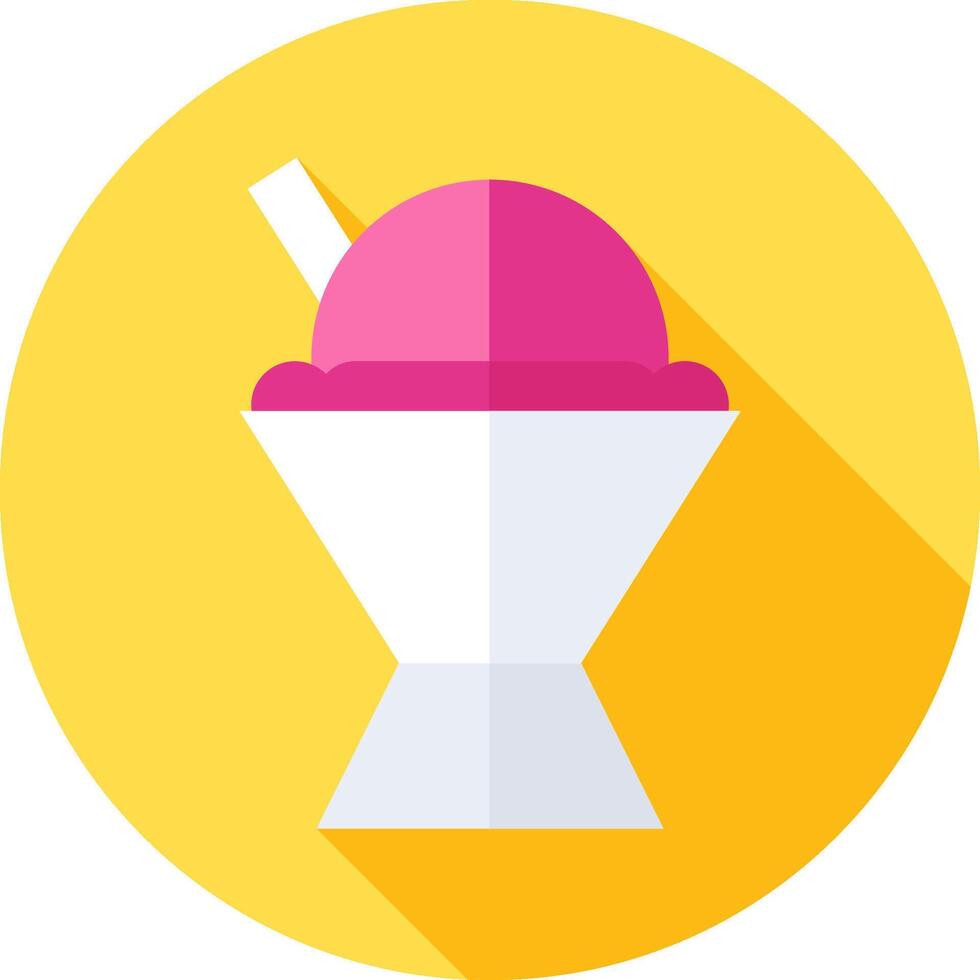 An ice cream cone icon with a pink and white vector