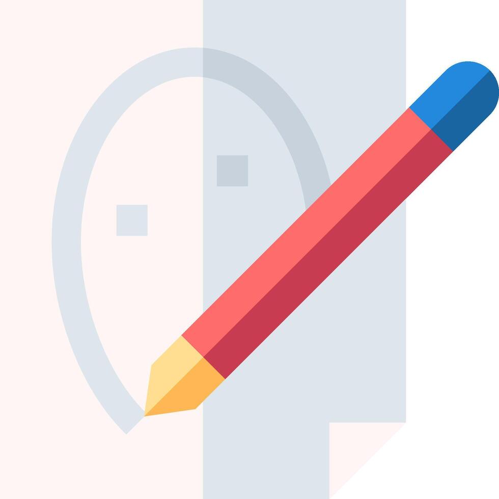 A red and blue pencil is holding a white paper vector