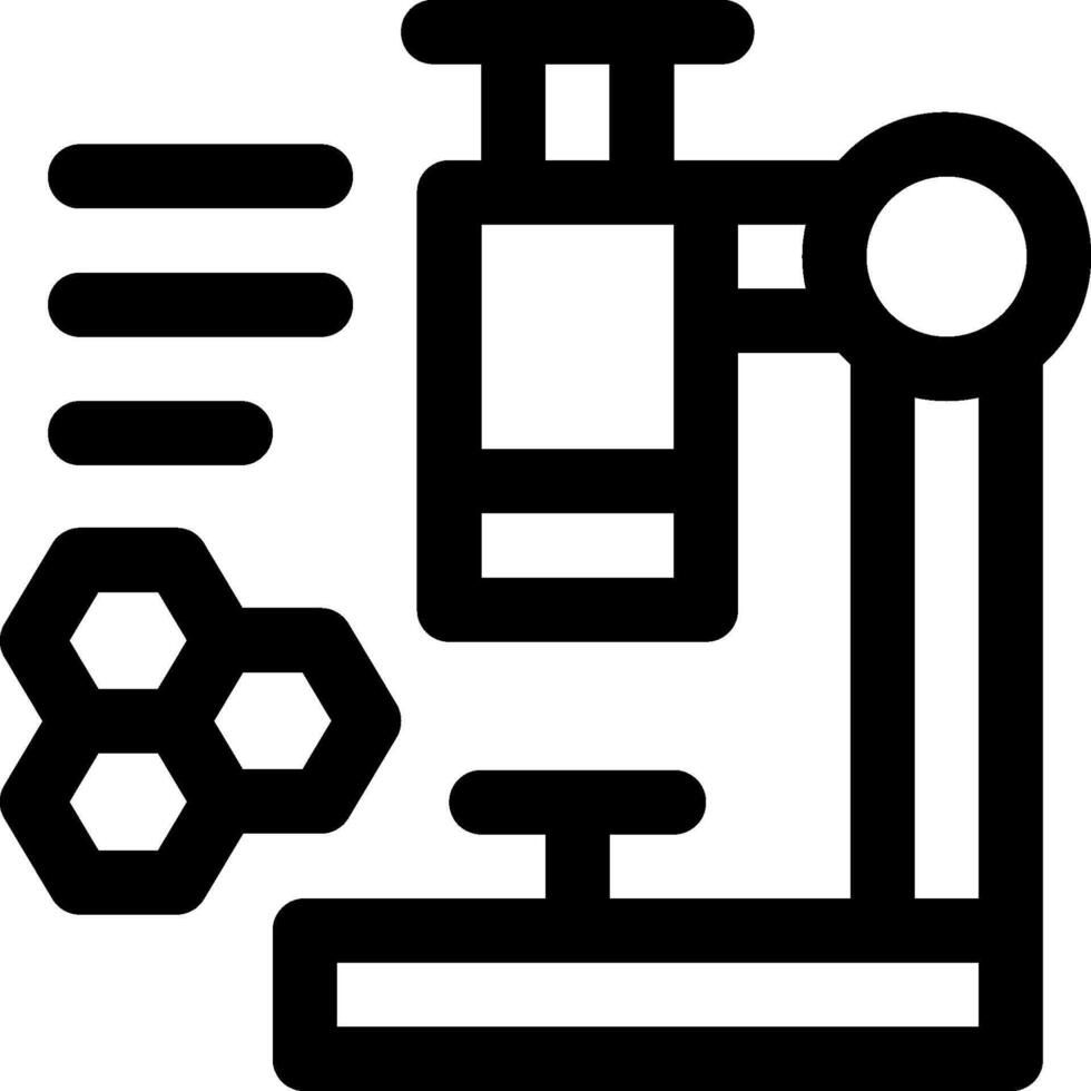 A microscope icon with a hexagon and a bee vector