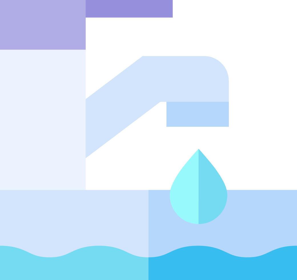 A blue and purple water faucet with a drop of water vector