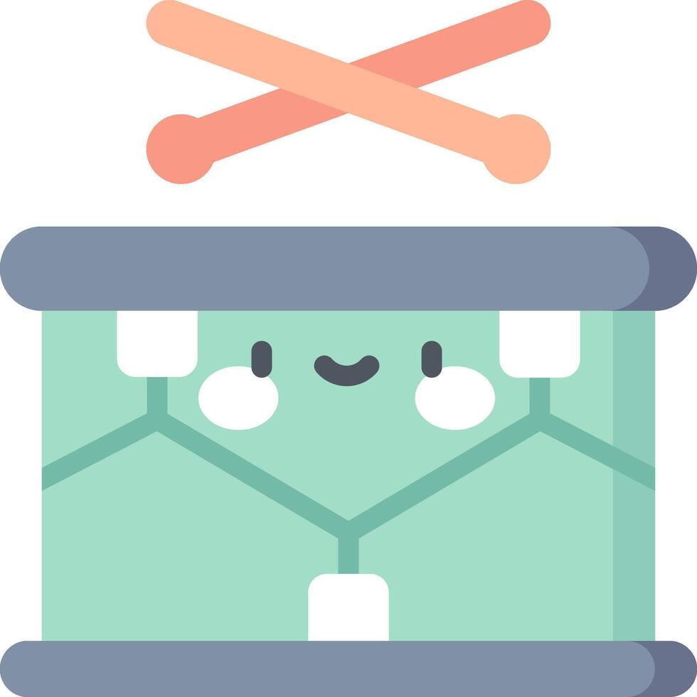 A drum with a smiley face and two sticks vector