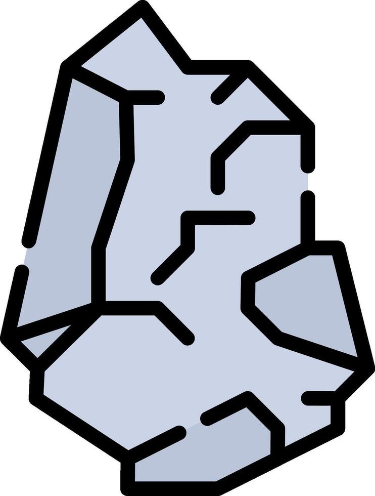 A rock with a white background and a blue outline vector