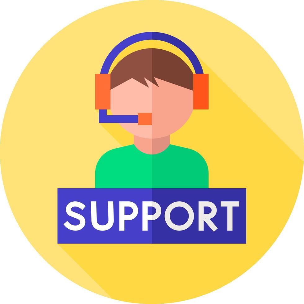 Support icon with a man wearing headphones vector
