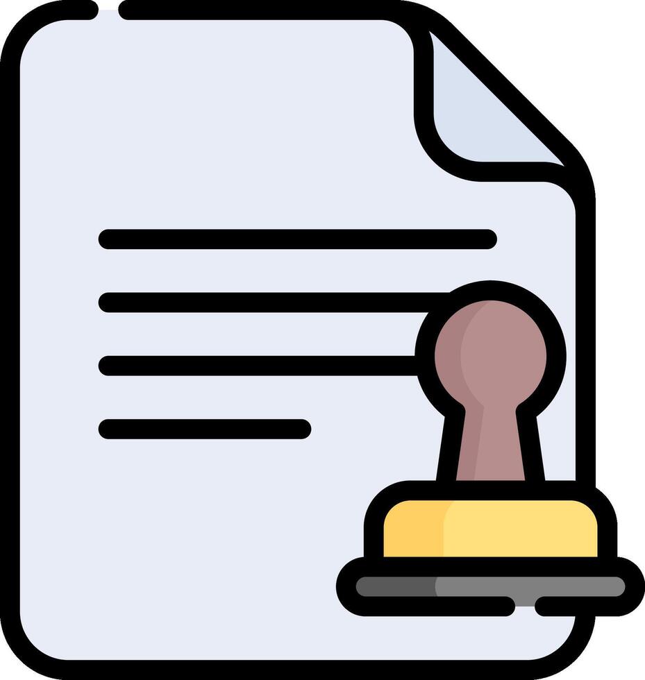 A document with a stamp and a stamp vector
