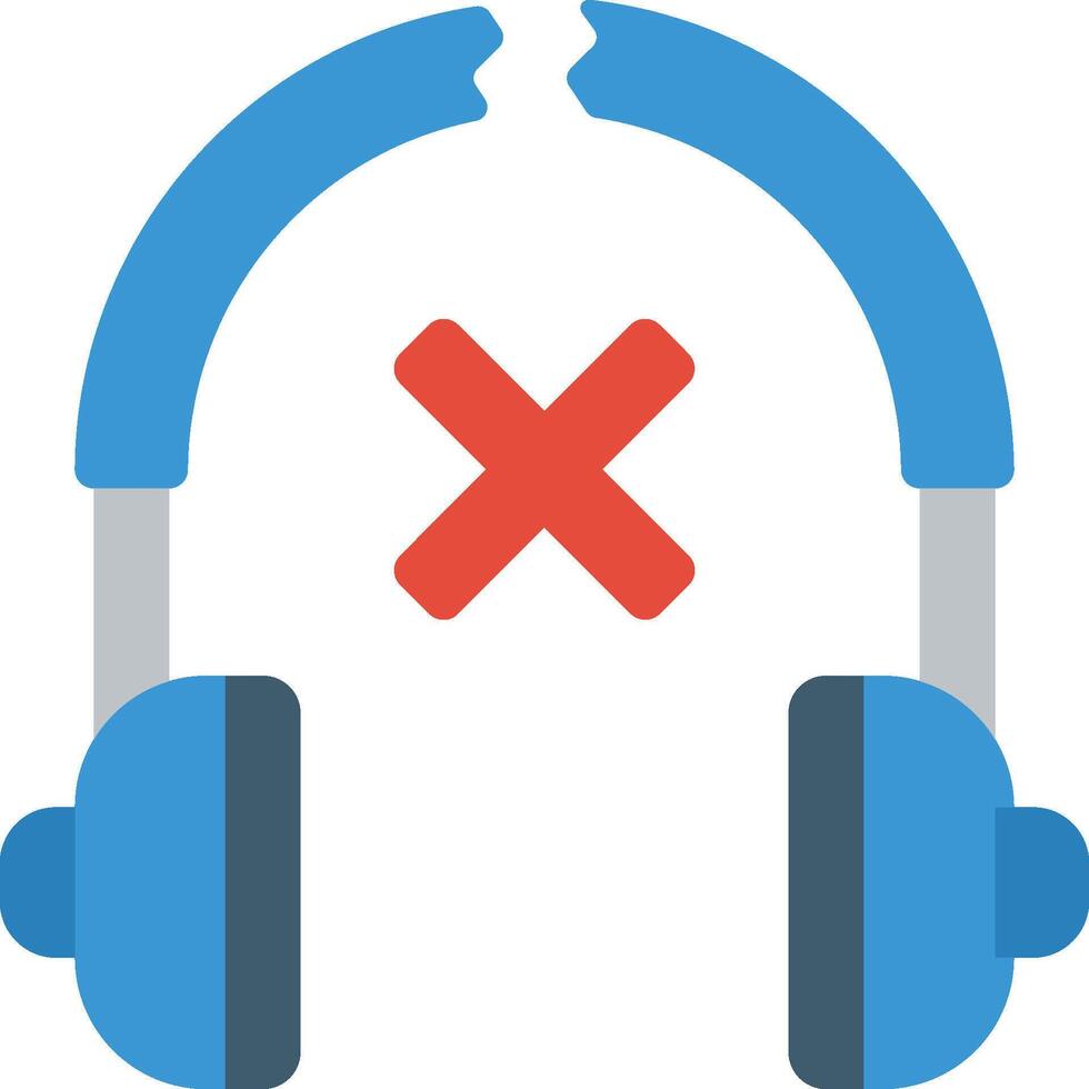 Headphones icon with x and no sign vector